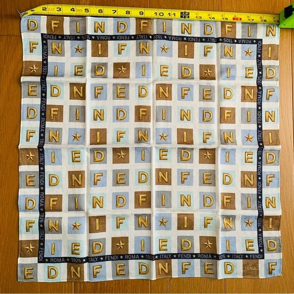 Fendi handkerchief scarf bandana excellent pre owned condition blue brown white